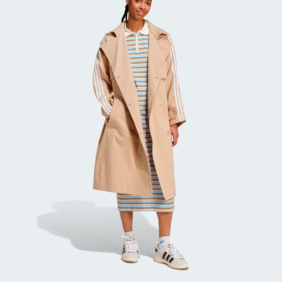 Casaco Adidas Adicolor Trench Coat Sarja Bege Iz0382 | Espaço.con