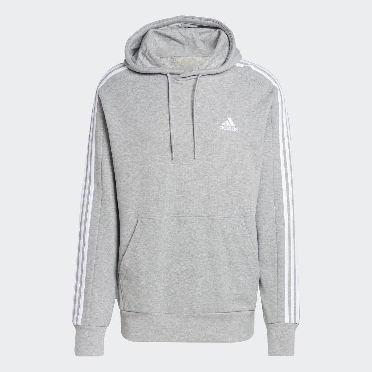 Moletinho Adidas com Capuz Zíper Essentials 3 Stripes Cinza Ic5437
