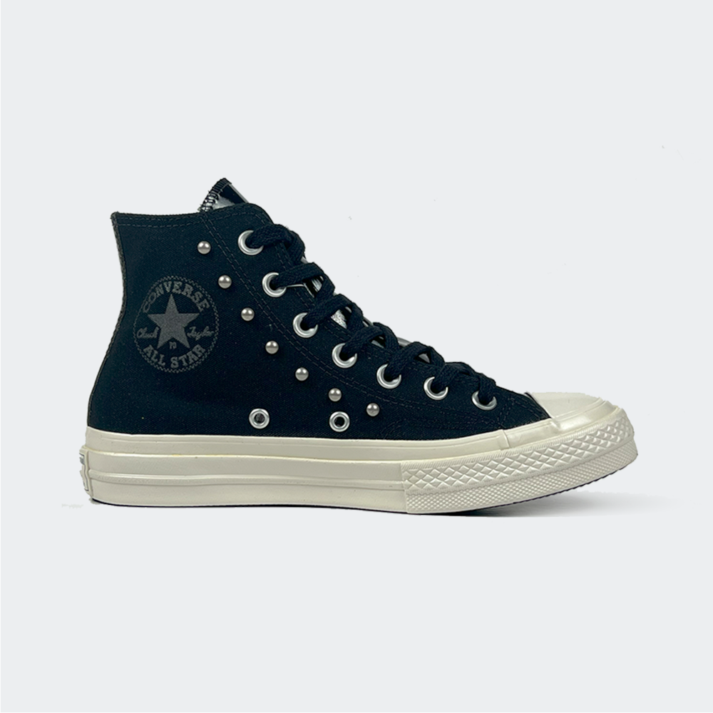 TÊNIS CONVERSE CHUCK 70 STAR STUDDED PRETO METAL PRATA HI CT25980001 ...