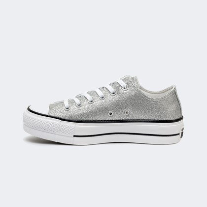 Tenis All Star Converse Cano Alto Brilho Ct2564 Prata - Loja de