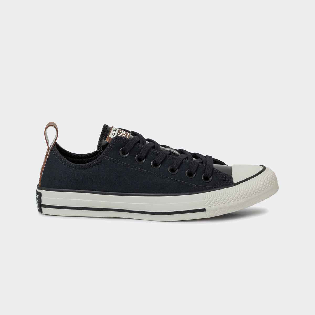 Converse black all star hot sale peached canvas ox trainers