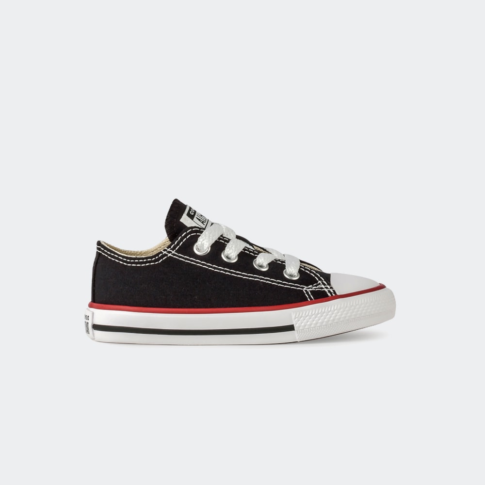 All Star Converse Chuck Taylor Kids Ox Preto e Vermelho - Espaco Tenis