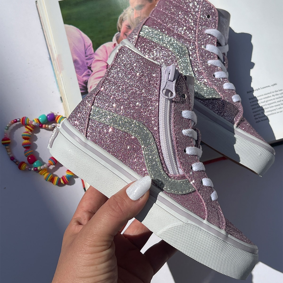 Tênis Vans Kids Sk8-hi Zip Glitter Lilac Vn000cyeemy